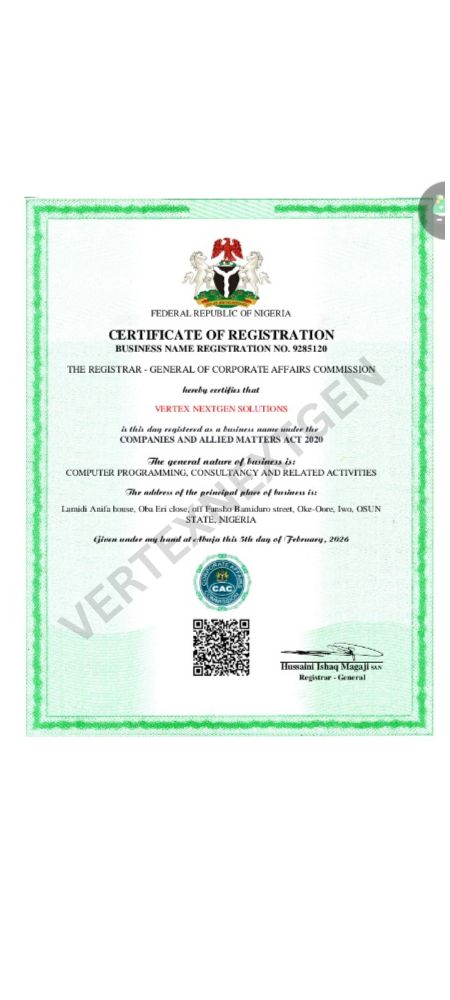 Vertex Nextgen CAC Certificate